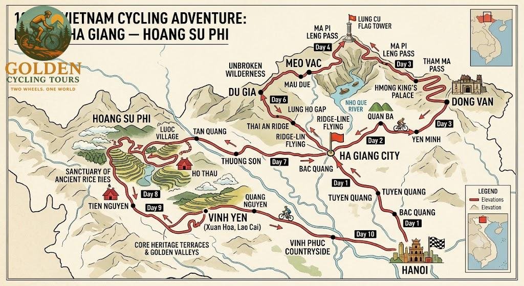 10-Day Ha Giang Loop & Hoang Su Phi Cycling Adventure