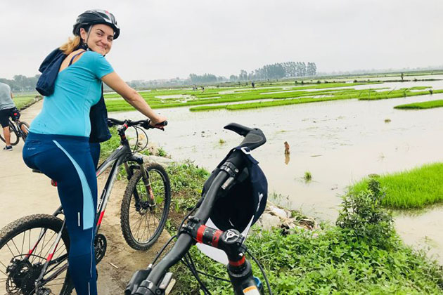 Ninh Binh Cycling, Limestone Mountain, Paddy Field, Village, Bike Tour