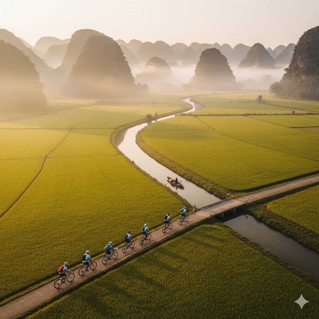 Randonnée vélo Ninh Binh : L'aventure ultime au cœur de la Baie d'Halong Terrestre