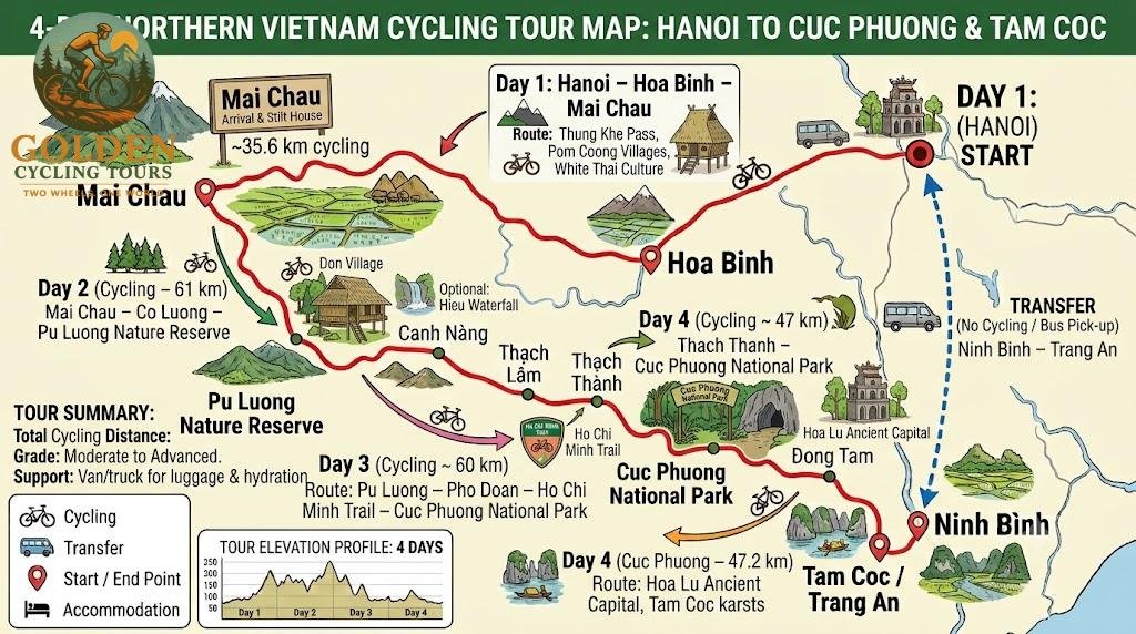 4 Days Northern Vietnam Cycling: Mai Chau to Pu Luong Cycling Adventure