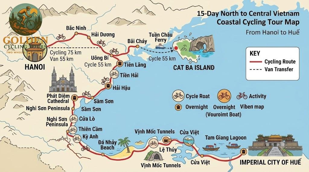 15 Days Hanoi to Hue Coastal Cycling Tour